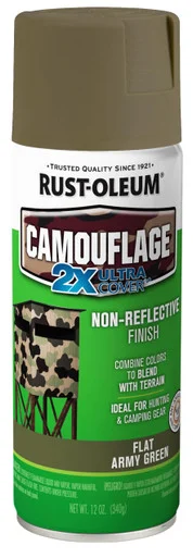 Rustoleum 279176 Camouflage Spray Paint, Flat Army Green, 12 Oz Aerosol Can