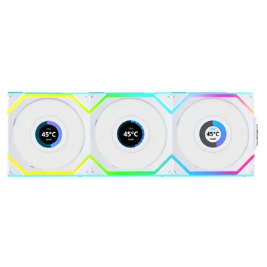 Lian Li 12SLLCD1W3W Wireless 120mm ARGB Case Fans LCD 1.6" Triple Pack White