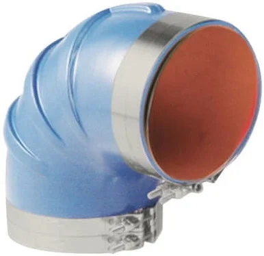 Trident Marine 290V3000-S/S 3" Id 90-degree Blue Silicone Molded Wet Exhaust Elbow W/4 T-bolt Clamps 290V3000S/S
