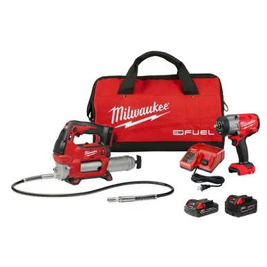 Milwaukee Electric Tools 2967-22GG Milwaukee Tool M18 Fuel 1/2" Htiw W/ Friction Ring & Grease Gun Combo Kit
