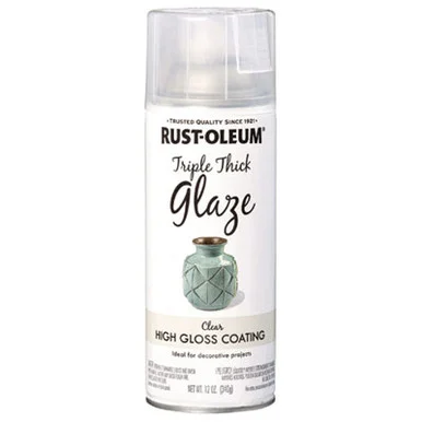 Rustoleum 301416 Specialty Triple Thick Glaze Spray Paint, High Gloss Clear, 12 Oz Aerosol Can, 6/carton