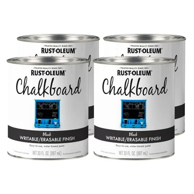 Rustoleum 301450 Chalkboard Paint, Matte Black, Quart Can, 4/carton
