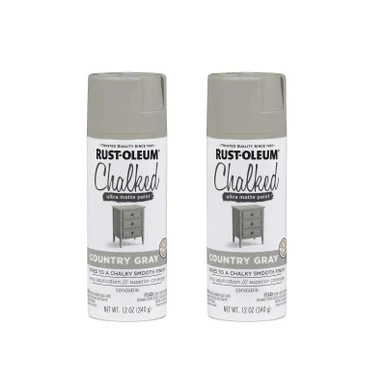 Rustoleum 302593 Ultra Matte Chalked Paint, Matte Country Gray, 12 Oz Aerosol Can, 6/carton