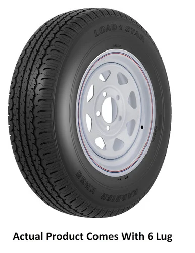 Johnson P umps 31368 ST225/75R15 Trailer Tire On 6-Lug White Spoke Wheel 31368_68_1