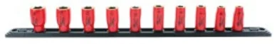 Wiha Tools 31393 1/4" Square Drive Socket Set On Rail Includes Insul. Sockets 5, 6, 7, 8, 9, 10, 11,12, 13, 14mm