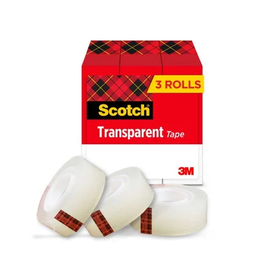 3m 3157S Transparent Tape In Handheld Dispenser, 1" Core, 0.75" X 25 Ft, Transparent, 3/pack