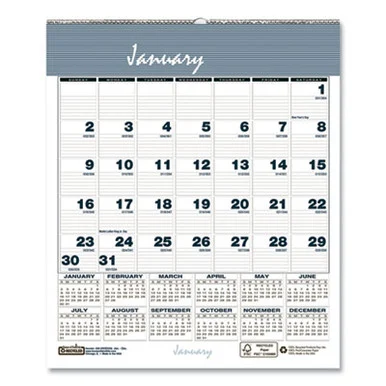 House Of Doolittle 330 Bar Harbor Recycled Wirebound Monthly Wall Calendar, 6 X 7, White/blue/gray Sheets, 12-month (jan-dec): 2025