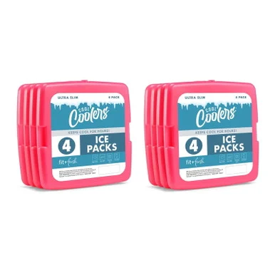 Cool Coolers 336FFPNK8 Reusable Ice Pack - Pink - 8 Pack