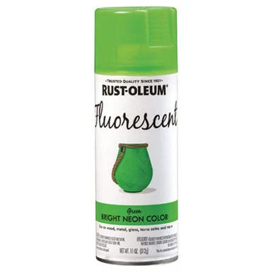 Rustoleum 342417EA Specialty Fluorescent Spray Paint, Flat Fluorescent Green, 11oz Aerosol Can