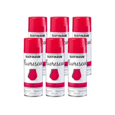 Rustoleum 342571 Specialty Fluorescent Spray Paint, Flat Fluorescent Yellow, 11 Oz Aerosol Can, 6/carton