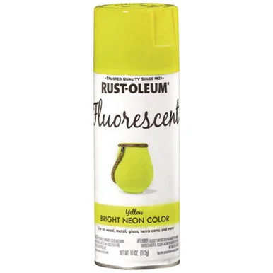 Rustoleum 342571EA Specialty Fluorescent Spray Paint, Flat Fluorescent Yellow, 11 Oz Aerosol Can