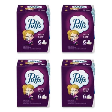 Procter & Gamble 35554 Ultra Soft Facial Tissue, 2-ply, White, 124 Sheets/box, 6 Boxes/pack, 4 Packs/carton