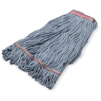 San Jamar 369423B14 Medium Blue Looped-end Mop, Cotton, 43 X 6 X 3, Red