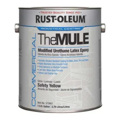Rustoleum 375661 Commercial The Mule (modified Urethane Latex Epoxy), Interior/exterior, Gloss Safety Yellow, 1 Gal Bucket/pail, 2/carton