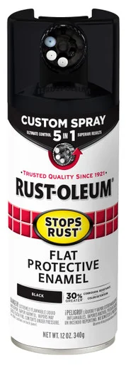Rustoleum 376855 Stops Rust 5-in-1 Spray Paint, Flat Black, 12 Oz Aerosol Can, 6/carton