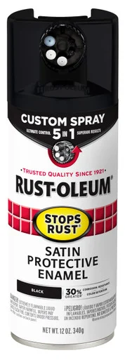 Rustoleum 376869 Stops Rust 5-in-1 Spray Paint, Satin Black, 12 Oz Aerosol Can, 6/carton