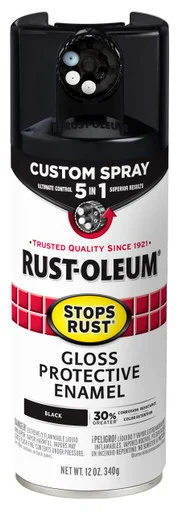 Rustoleum 376884 Stops Rust 5-in-1 Spray Paint, Gloss Black, 12 Oz Aerosol Can, 6/carton