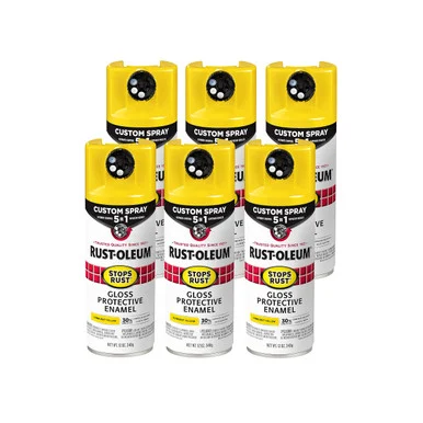 Rustoleum 376898 Stops Rust 5-in-1 Spray Paint, Gloss Sunburst Yellow, 12 Oz Aerosol Can, 6/carton