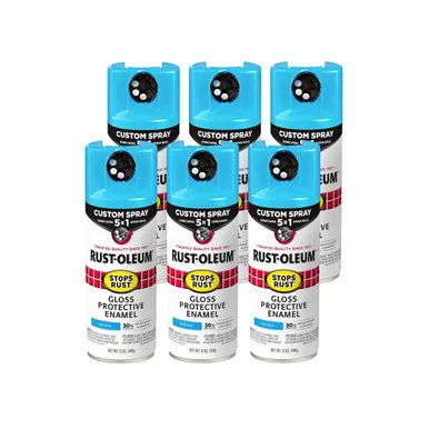 Rustoleum 376907 Stops Rust 5-in-1 Spray Paint, Gloss Maui Blue, 12 Oz Aerosol Can, 6/carton