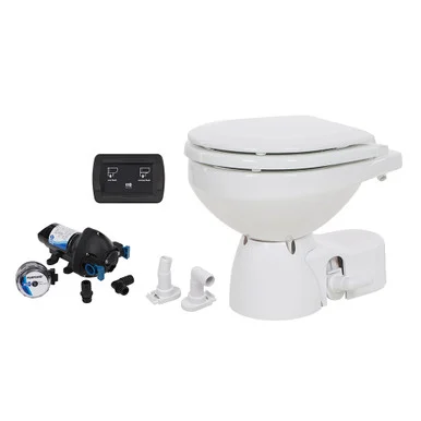 Jabsco 38245-3092RSP Quiet Flush E2 Raw Water Toilet Compact Bowl - 12v - Soft Close Lid