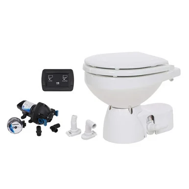 Jabsco 38245-3094RSP Quiet Flush E2 Raw Water Toilet Compact Bowl - 24v - Soft Close Lid