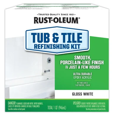 Rustoleum 384165 Specialty Tub And Tile Refinishing Kit, Gloss White, Quart, 4 Kits/carton