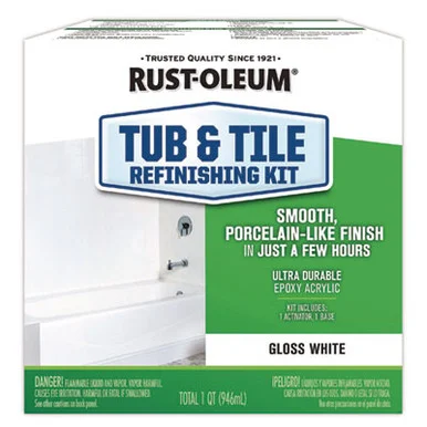 Rustoleum 384165EA Specialty Tub And Tile Refinishing Kit, Gloss White, Quart