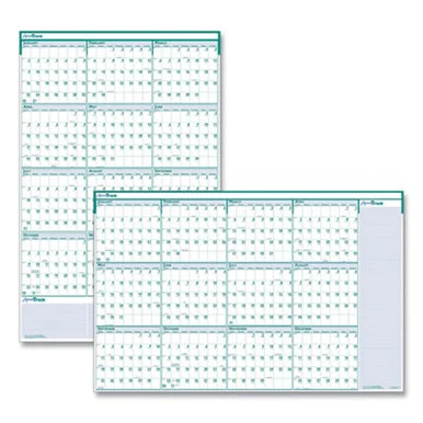 House Of Doolittle 392 Express Track Recycled Reversible/erasable Yearly Wall Calendar, 24 X 37, White/teal Sheets, 12-month (jan To Dec): 2025