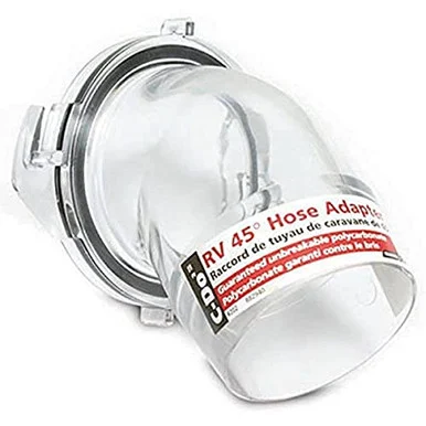 Camco Clear 45 Degree Sewer Hose Adapter Fitting - See Through Adapter Allows You to See When Your RV Sewer Hose is Clean |Break Resistant and Easy to Install - (39432)