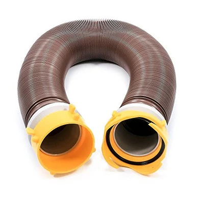 Camco 39623 Revolution 10' Sewer Hose Extension - Heavy Duty Design with Pre- Attached Swivel Lug and Bayonet Fittings- Easy to Use and Compresses for Simple Storage- Brown 39623_68