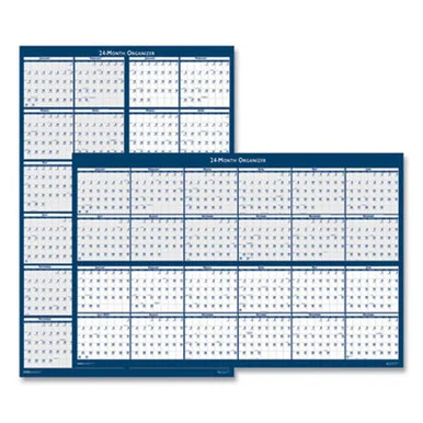 House Of Doolittle 3964 Reversible/erasable Two-year Wall Calendar, 24 X 37, Light Blue/blue/white Sheets, 24-month: Jan 2025 To Dec 2026