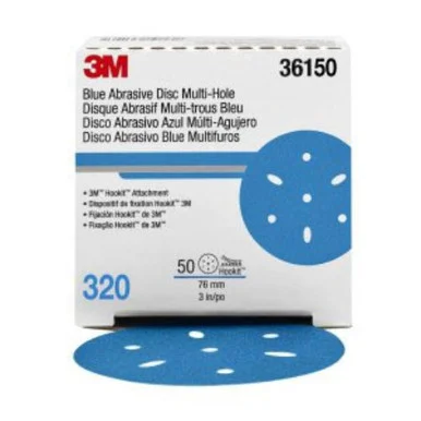 3m 3M-36150 Hookit Blue Abrasive Disc Multi-hole, 3", 320 Grade 36150_59