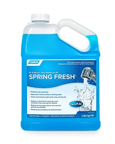 Camco TastePURE Spring Fresh Water System Cleaner and Deodorizer for RV and Marine - Cleans and Freshens Water Lines- Great for Dewinterizing - 1 Gallon (40207)