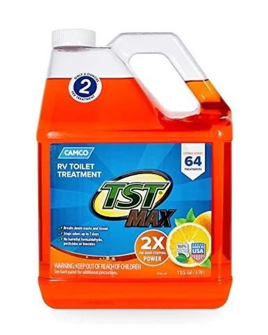 Camco 41197 TST Ultra-Concentrate Orange Scent RV Toilet Treatment- Formaldehyde Free- Breaks Down Waste And Tissue- Septic Tank Safe- Treats up to 16-40 Gallon Holding Tanks (1 Gal)