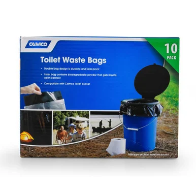 Camco 41548 Toilet Waste Bags | Features a Durable- Double-Bag Design | Great for Camping- Hiking and Hunting and More | 10-Pack