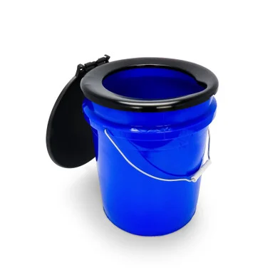 Camco 41549 Portable 5-Gallon Toilet Bucket with Seat and Lid Attachment | Lightweight and Easy to Clean | Great for Camping- Hiking- Hunting and More - Blue 41549_68