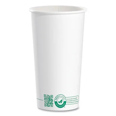 Dart 420PLAPLANET Compostable Paper Hot Cups, 20 Oz, White/green, 600/carton