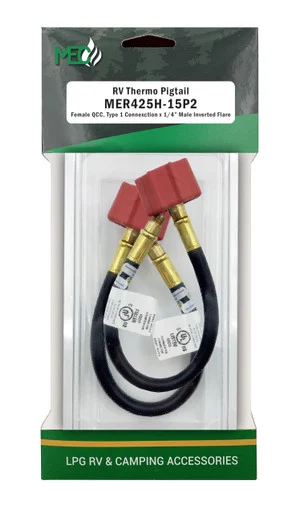 AP Products MER425H15P2 High Flow Propane Thermo Pigtail Hose 15 in 2 Pack