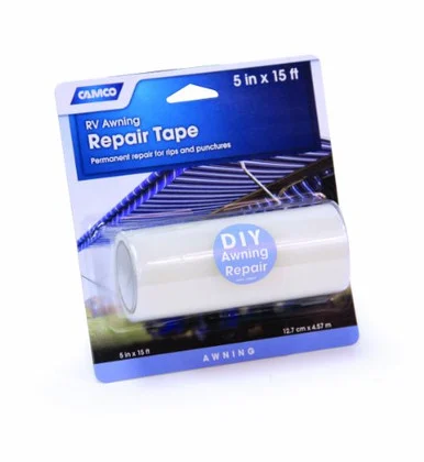 Camco 5 x 15' Awning Repair Tape - Repairs Rips and Punctures in Your RV or Camper's Awning | Contains UV Inhibitors | Use for Boat Sails- Canvas- Pool Covers & More - (42623) 42623_68