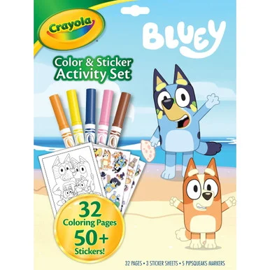 Crayola 42743 Bluey Color And Sticker Activity Set, (32) Coloring Sheets, (51) Stickers, (5) Pip-squeaks Markers