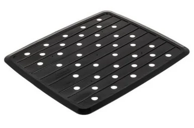 Camco Durable RV and Marine Sink Mat with Drain Holes - Compact Size Designed for RV- Camper- Trailer and Boat Sinks | Measures 10 x 11 ¾ - Black (43721)