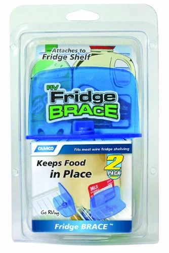 Camco RV Fridge Brace -Holds Food and Drinks in Place During Travel- Prevents Messy Spills Perfect For RVs- Boats- Camping and More - (2 Pack) (44033)-Blue 44033_68
