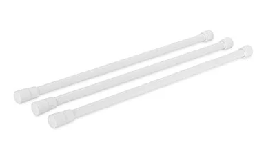Camco 28 RV Refrigerator Bar- Holds Food and Drinks in Place During Travel- Prevents Messy Spills- Spring Loaded and Extends Between 16 and 28 - White (3 Pack) (44053)