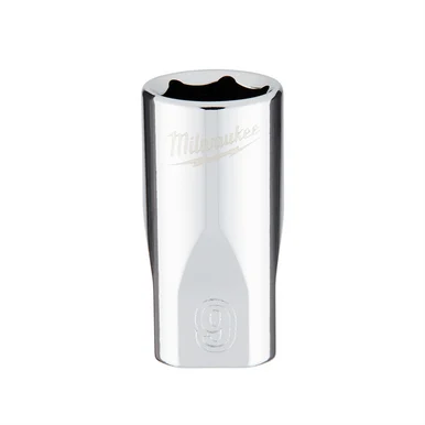 Milwaukee Electric Tools 45-34-9035 Milwaukee Tool Milwaukee Tool 1/4" Drive 9mm Metric Socket With Four Flat Sides, 6-point, Vanadium Steel, Chrome