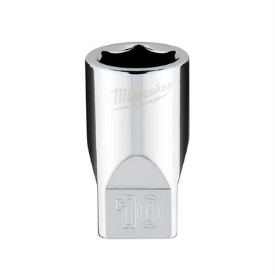 Milwaukee Electric Tools 45-34-9036 Milwaukee Tool Milwaukee Tool 1/4" Drive 10mm Metric Socket With Four Flat Sides, 6-point, Vanadium Steel, Chrome