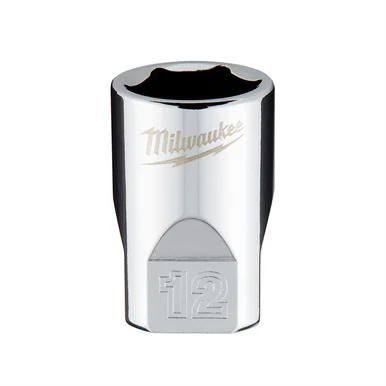 Milwaukee Electric Tools 45-34-9038 Milwaukee Tool Milwaukee Tool 1/4" Drive 12mm Metric Socket With Four Flat Sides, 6-point, Vanadium Steel, Chrome