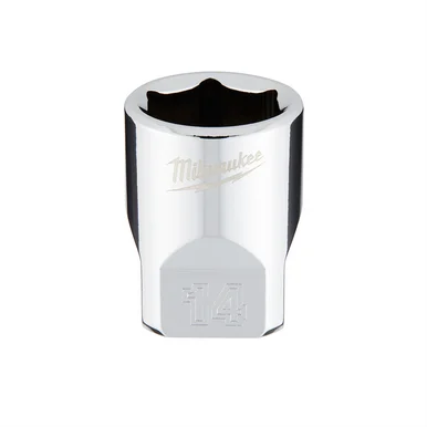 Milwaukee Electric Tools 45-34-9040 Milwaukee Tool Milwaukee Tool 1/4" Drive 14mm Metric Socket With Four Flat Sides, 6-point, Vanadium Steel, Chrome