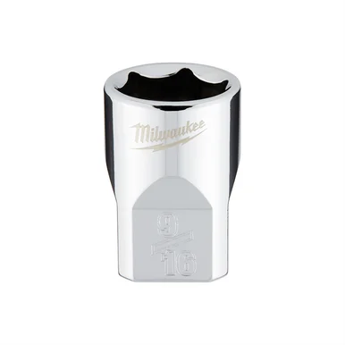 Milwaukee Electric Tools 45-34-9065 Milwaukee Tool 3/8" Drive 9/16" Sae 6-point Socket With Four Flat Sides, Vanadium Steel, Chrome