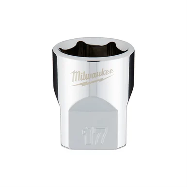 Milwaukee Electric Tools 45-34-9087 Milwaukee Tool 3/8" Drive 17mm Metric 6-point Socket With Four Flat Sides, Vanadium Steel, Chrome