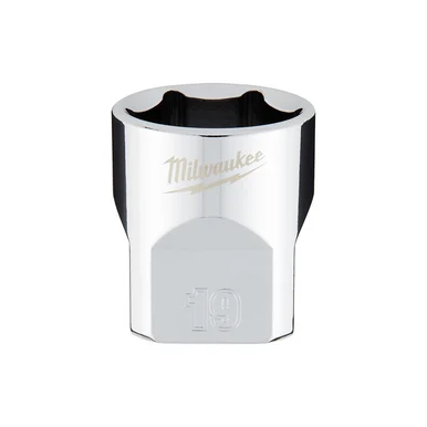 Milwaukee Electric Tools 45-34-9089 Milwaukee Tool 3/8" Drive 19mm Metric 6-point Socket With Four Flat Sides, Vanadium Steel, Chrome